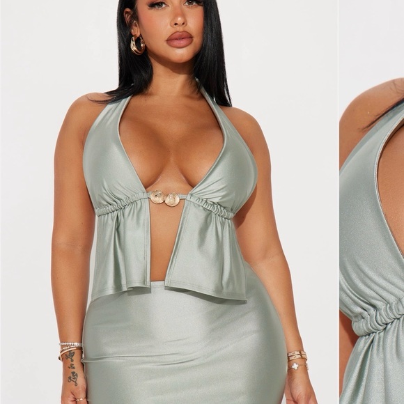 Satin skirt set grey - Picture 2 of 3